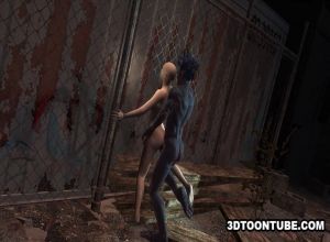 Монстр трахает лысую 3D хентай